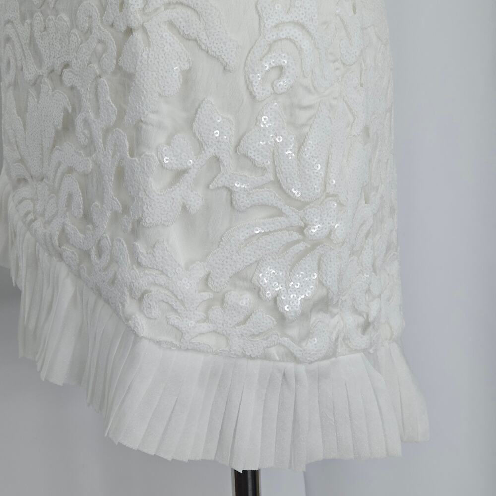 Naked Wardrobe The Statement White Sequin Ruffle Mini Skirt Women's Size M NWOTF - Picture 6 of 15